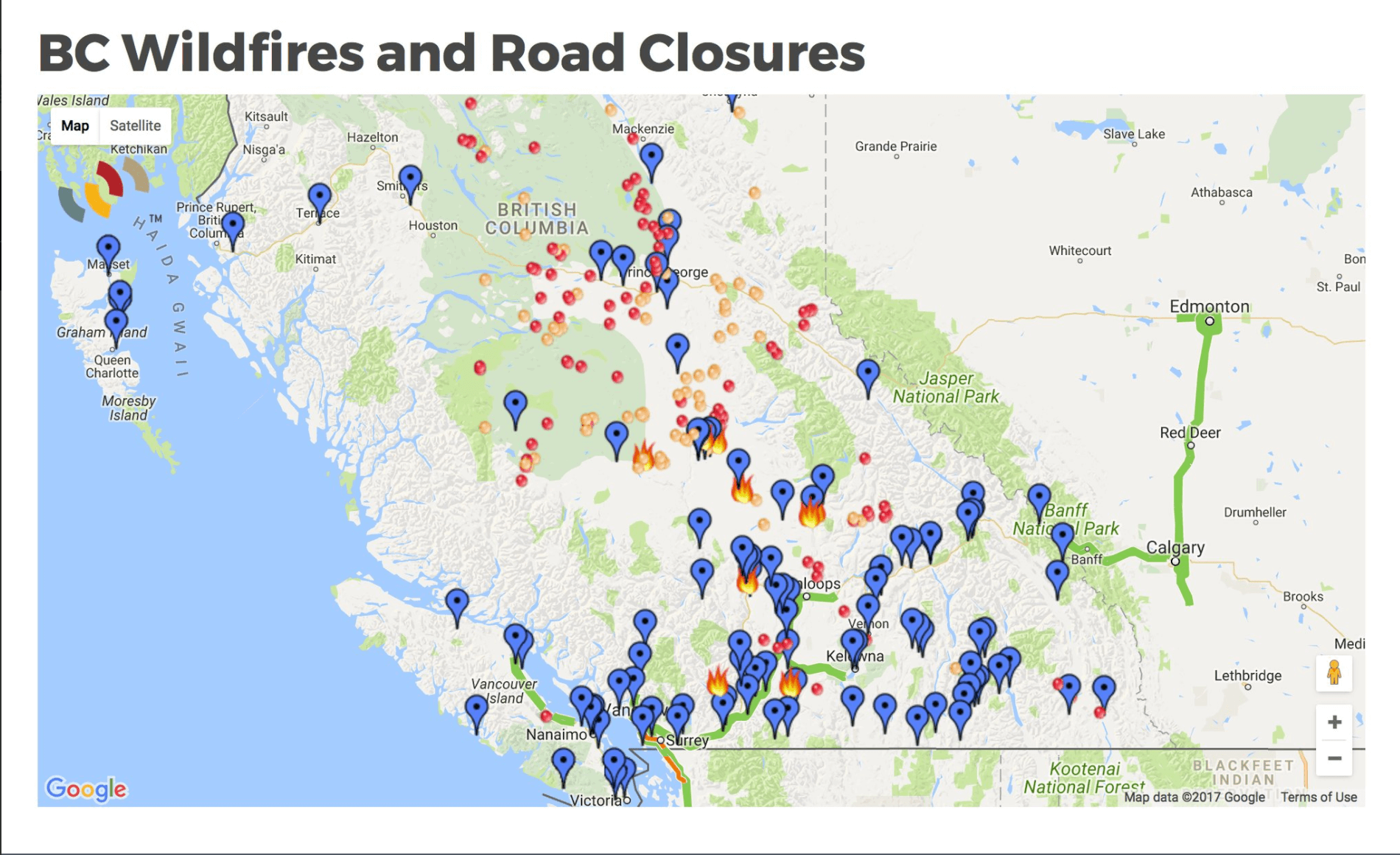 Echosec S Bc Wildfire Road Closure Map Alacrity Canada
